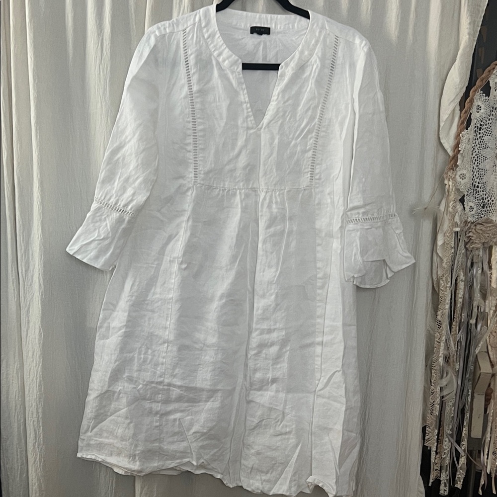Elegant White Linen Dress
